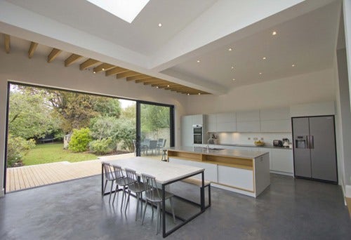 signature flat glass rooflights installed in dining room